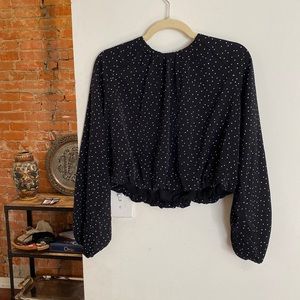 H&M Cropped Polka Dot Blouse